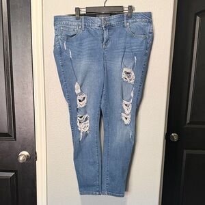 Torrid Distressed bombshell skinny Jeans